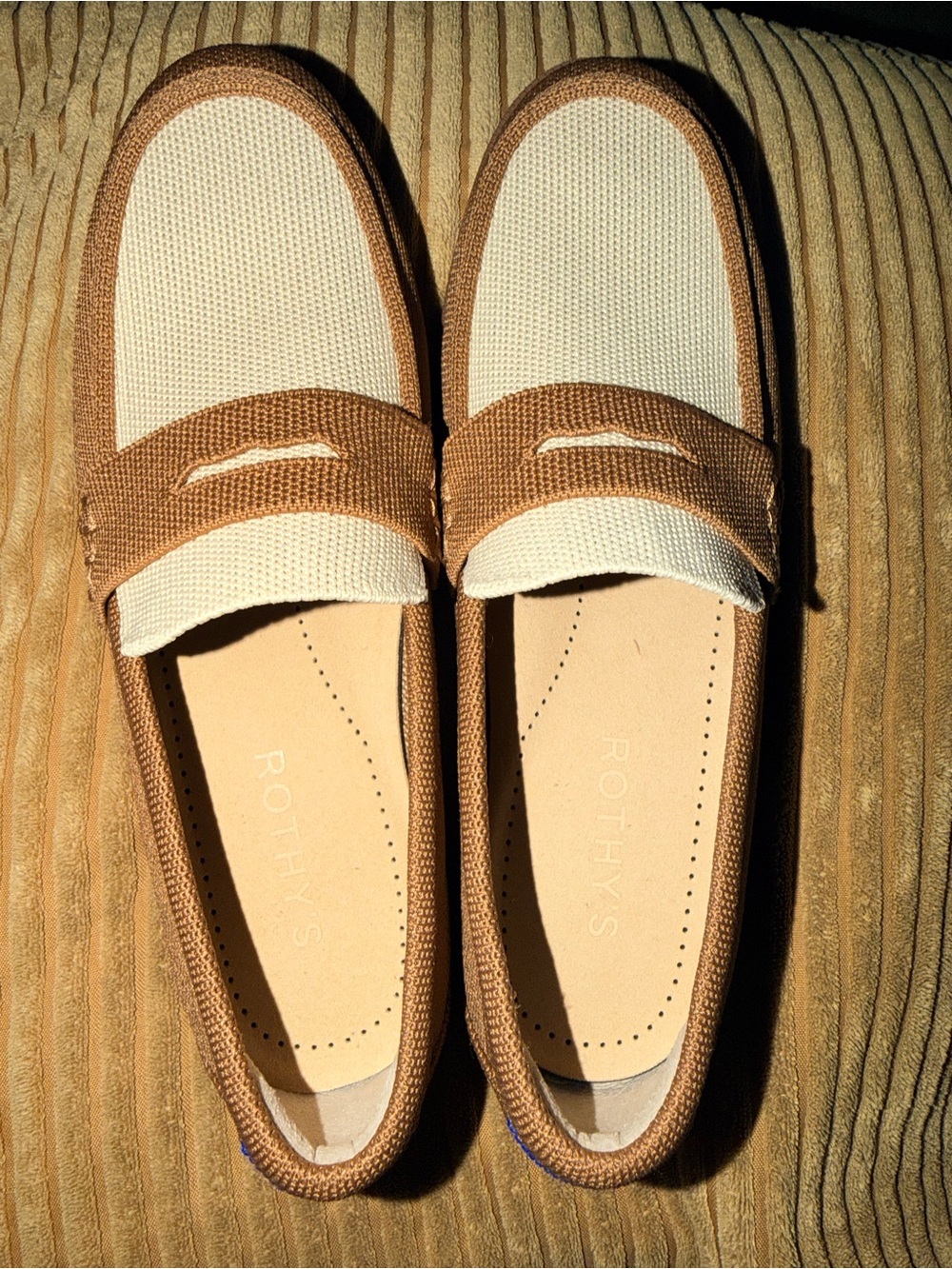 Rothy's women Tan and Cream Penny Loafers
